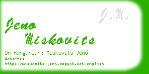 jeno miskovits business card