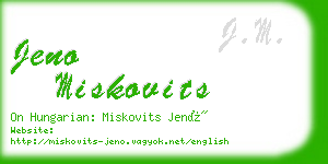 jeno miskovits business card